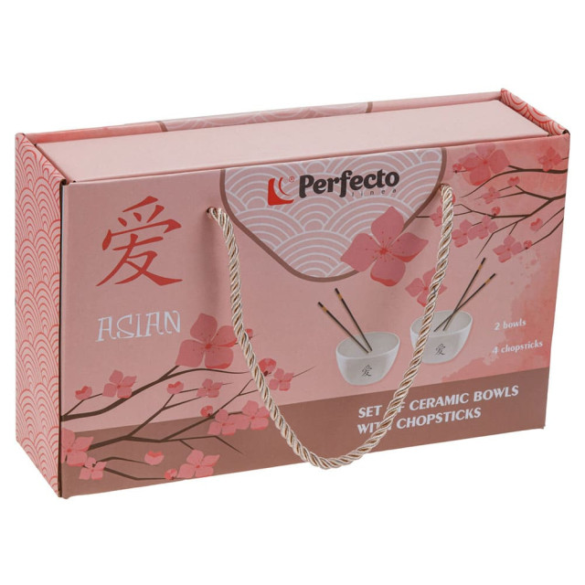 Набор мисок Perfecto Linea Asian 30-108001 керамических с палочками для еды