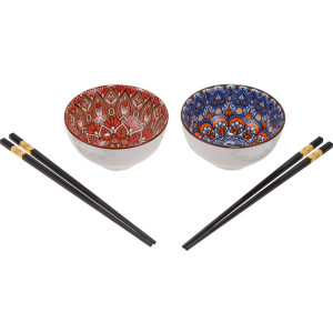 Набор мисок Perfecto Linea Mandala 30-115001 керамических с палочками для еды