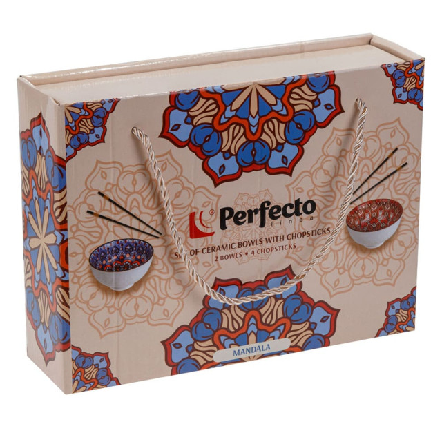 Набор мисок Perfecto Linea Mandala 30-115001 керамических с палочками для еды