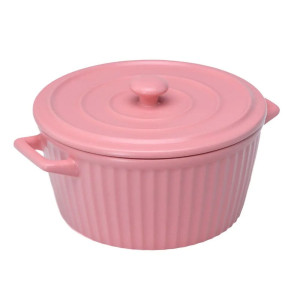 Форма для выпекания Z11137-M.Pink керамическая с крышкой и ручками 22 см