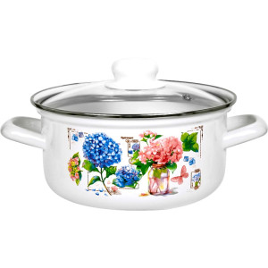 Кастрюля Лысьвенские эмали Букет гортензий С-1510 САП2/4ЭК 2 л
