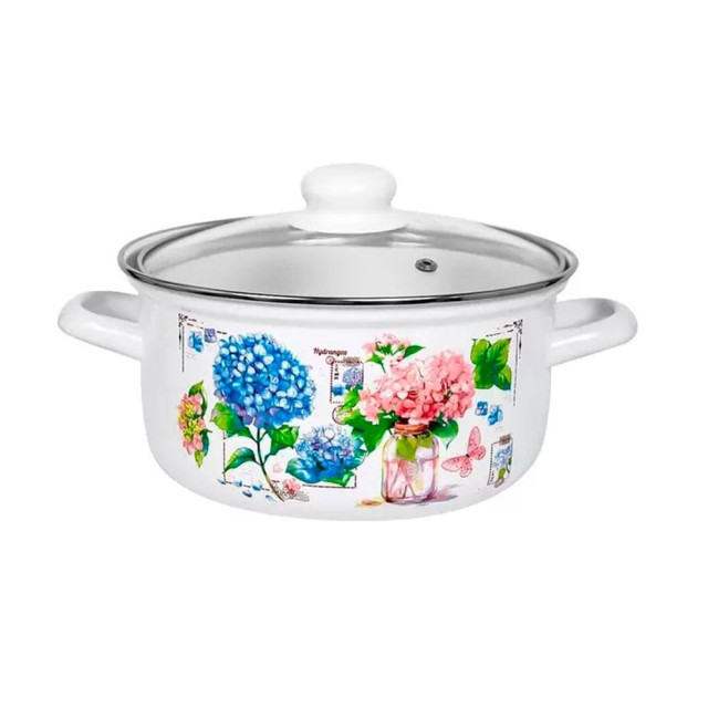 Кастрюля Лысьвенские эмали Букет гортензий С-1512 САП2/4ЭК 3 л
