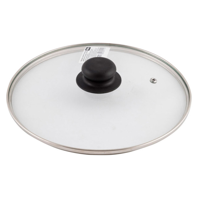 Крышка Mallony 987017 с ручкой стеклянная металлический обод паровыпуск 24 см