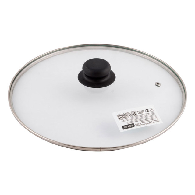 Крышка Mallony 987019 с ручкой стеклянная металлический обод паровыпуск 28 см