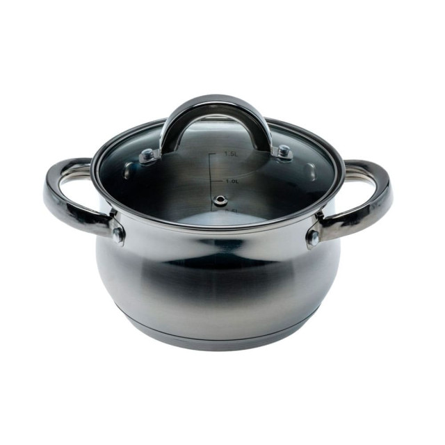 Кастрюля Fresca Elisa New BB102436 из нержавеющей стали со стеклянной крышкой 2.1 л