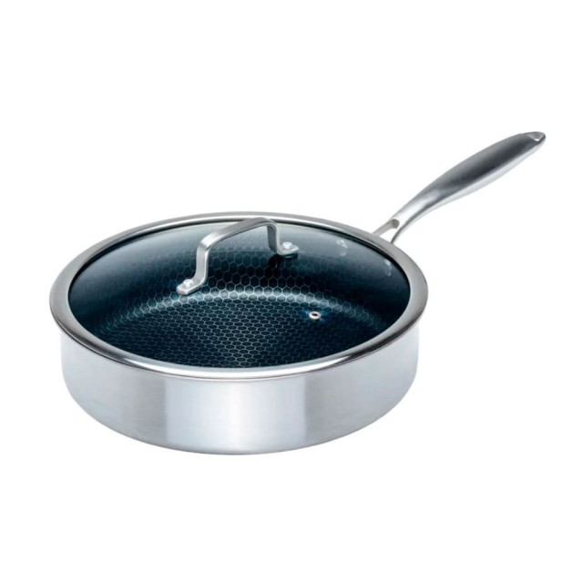 Сотейник Fresca Onyx BB102113 код 276547 из нержавеющей стали с антипригарным покрытием со стеклянной крышкой 28*7.5 см