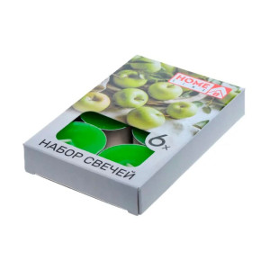 Набор свечей Home Line BB101990 код 266548 ароматизированных Зеленое яблоко 3.8*1.6 см 6 шт