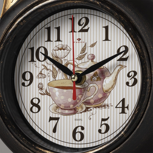 Часы настенные Рубин 2622-005 чайник черный с медью 26.5*24*5 см