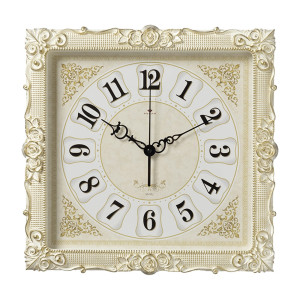 Часы настенные Рубин 3838-002 белые с золотом 38*38*5 см