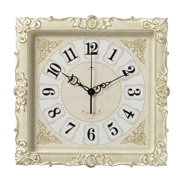 Часы настенные Рубин 3838-002 белые с золотом 38*38*5 см
