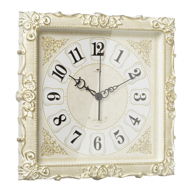 Часы настенные Рубин 3838-002 белые с золотом 38*38*5 см