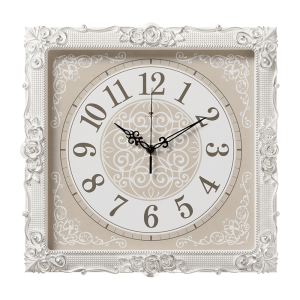 Часы настенные Рубин 3838-004 белые с серебром 38*38*5 см