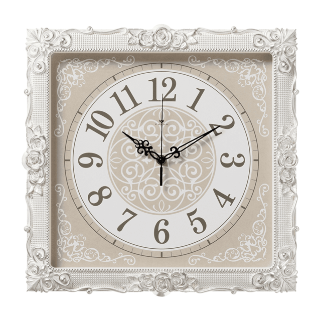 Часы настенные Рубин 3838-004 белые с серебром 38*38*5 см