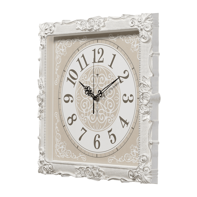 Часы настенные Рубин 3838-004 белые с серебром 38*38*5 см