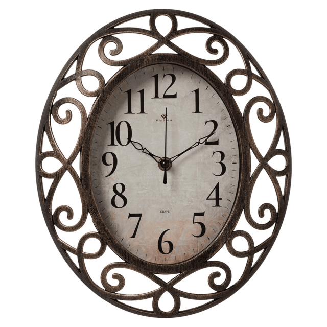 Часы настенные Рубин 3129-002 черный с бронзой 31*26*4.5 см