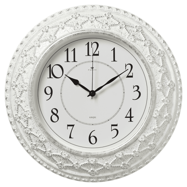 Часы настенные Рубин 3825-006 белые с серебром 37.5 см
