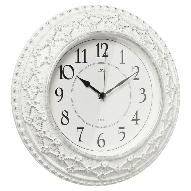 Часы настенные Рубин 3825-006 белые с серебром 37.5 см