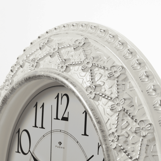 Часы настенные Рубин 3825-006 белые с серебром 37.5 см