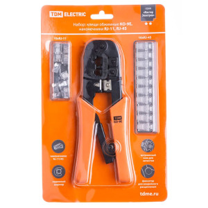 Набор TDM Electric SQ1001-0207 клещи обжимные KO-9E RJ-11/45 + наконечники RJ-11/45 20 шт
