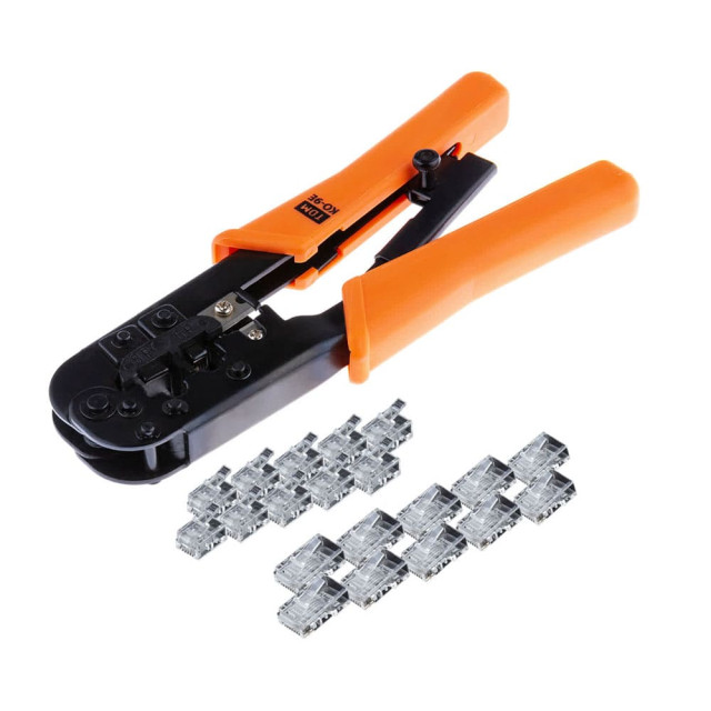 Набор TDM Electric SQ1001-0207 клещи обжимные KO-9E RJ-11/45 + наконечники RJ-11/45 20 шт