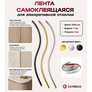 Лента ПВХ самоклеящаяся Sanrelia для внутренней отделки черная 3 м