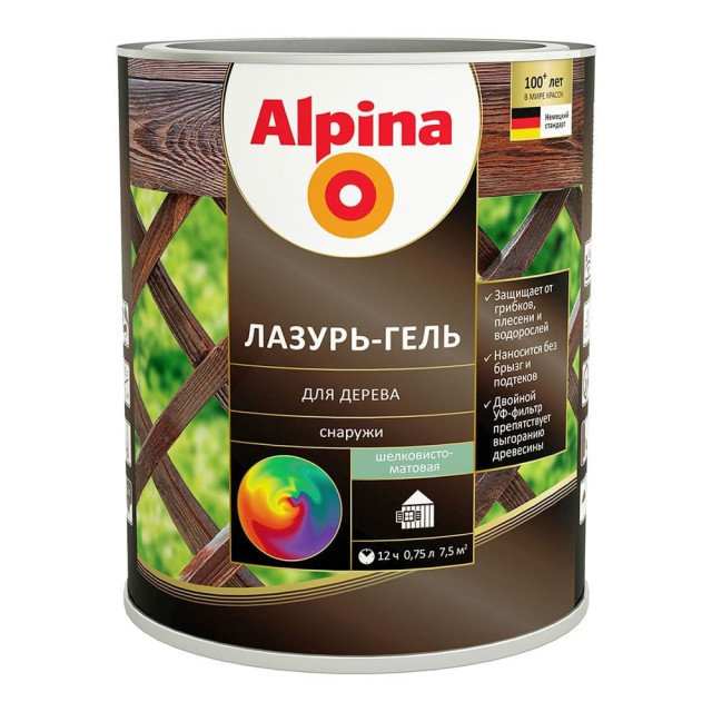 Лазурь-гель для дерева Alpina 948107444 шелковисто-матовая бесцветная 0.75 л