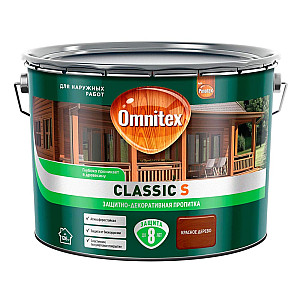 Защитно-декоративная пропитка Omnitex Classic S красное дерево 9 л
