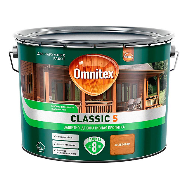 Защитно-декоративная пропитка Omnitex Classic S лиственница 9 л