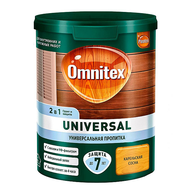 Пропитка для дерева Omnitex Universal 2 в 1 карельская сосна 0.9 л