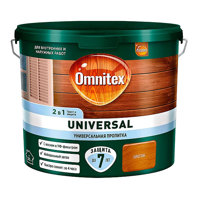 Пропитка для дерева Omnitex Universal 2 в 1 орегон 2.5 л