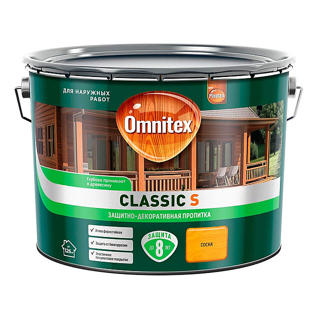 Защитно-декоративная пропитка Omnitex Classic S сосна 9 л