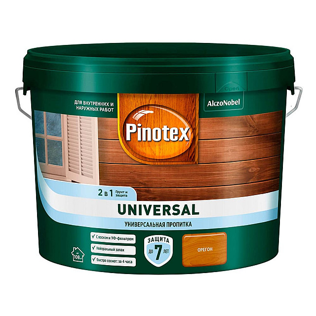 Пропитка для дерева Pinotex Universal 2 в 1 орегон 9 л