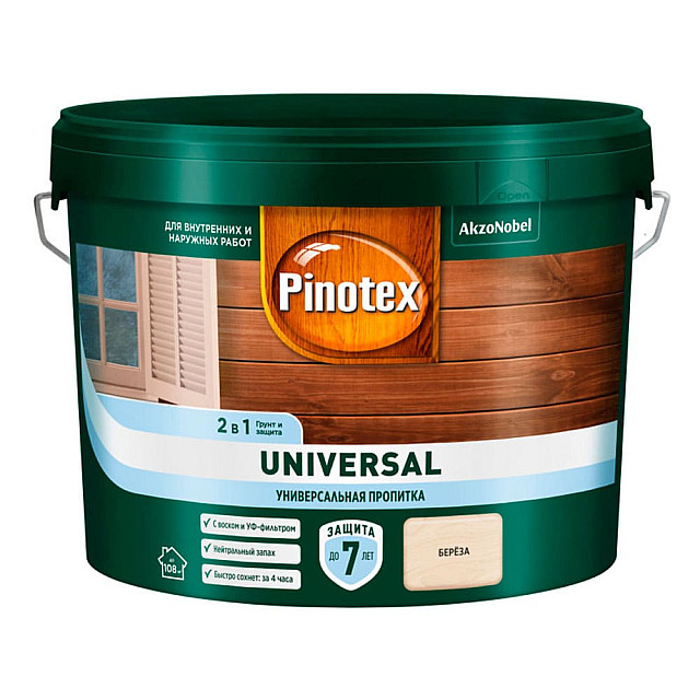 Пропитка для дерева Pinotex Universal 2 в 1 береза 9 л