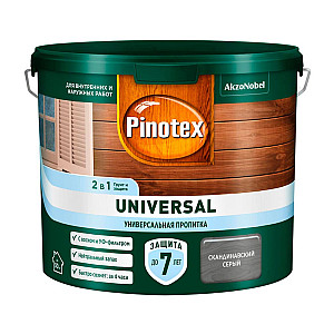 Пропитка для дерева Pinotex Universal 2 в 1 скандинавский серый 9 л