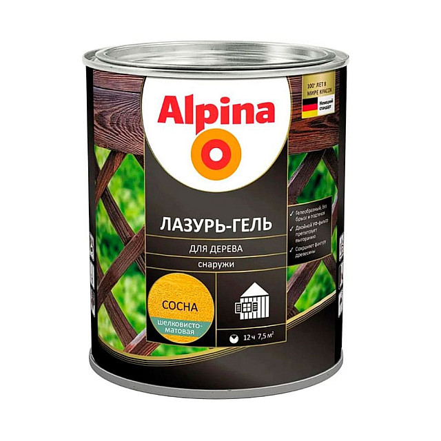 Лазурь-гель для дерева Alpina шелковисто-матовая сосна 2 л