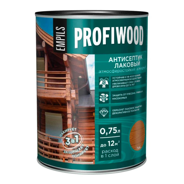 Антисептик Profiwood лаковый тонирующий тик 0.75 л