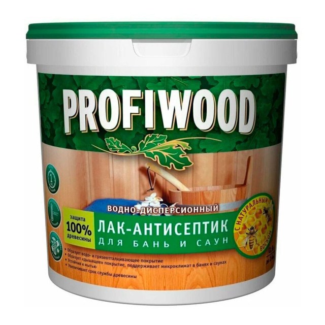 Лак-антисептик Profiwood для бань и саун влагостойкий 0.9 л