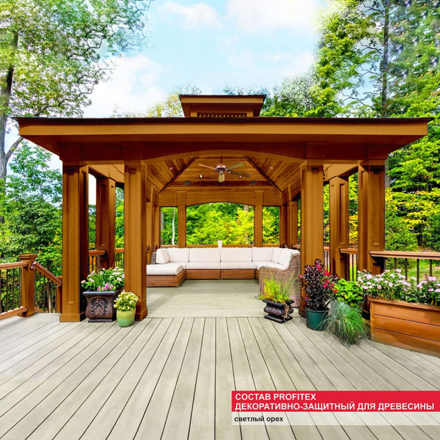 Состав декоративно-защитный MAV Profitex для древесины светлый орех 3 л