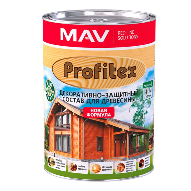Состав декоративно-защитный MAV Profitex для древесины мореный дуб 1 л