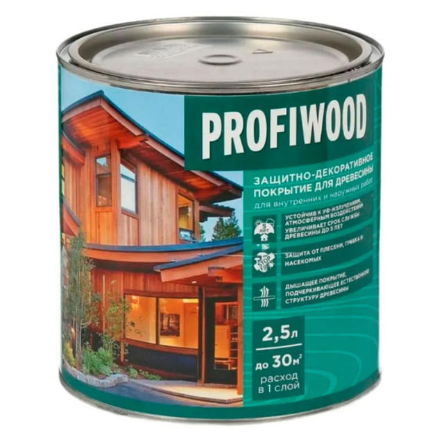 Защитно-декоративное покрытие для древесины Profiwood орегон 2.5 л