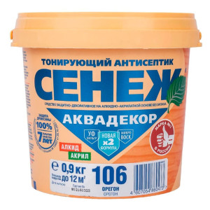 Антисептик тонирующий для древесины Сенеж Аквадекор Х2-106 орегон 0.9 кг