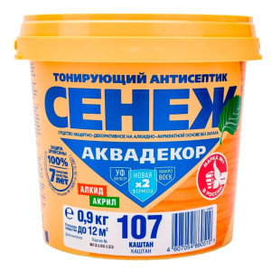 Антисептик тонирующий для древесины Сенеж Аквадекор Х2-107 каштан 0.9 кг