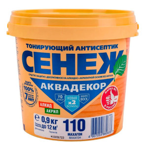 Антисептик тонирующий для древесины Сенеж Аквадекор Х2-110 махагон 0.9 кг