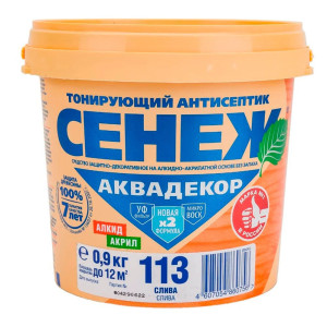 Антисептик тонирующий для древесины Сенеж Аквадекор Х2-113 слива 0.9 кг