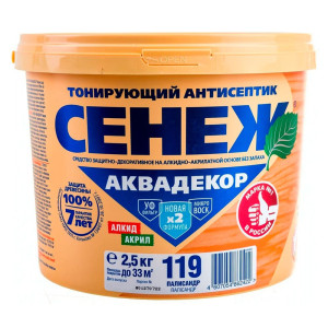 Антисептик тонирующий для древесины Сенеж Аквадекор Х2-119 палисандр 2.5 кг