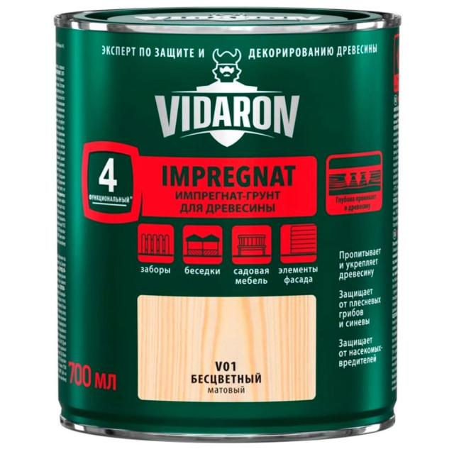 Защитно-декоративный Импрегнат Vidaron V01 бесцветная 0.7 л