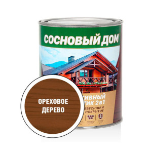 Антисептик декоративный Сосновый Дом 2 в 1 ореховое дерево 0.8 л