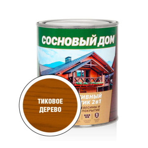 Антисептик декоративный Сосновый Дом 2 в 1 тиковое дерево 0.8 л