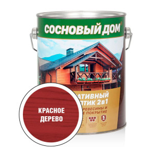 Антисептик декоративный Сосновый Дом 2 в 1 красное дерево 2.7 л