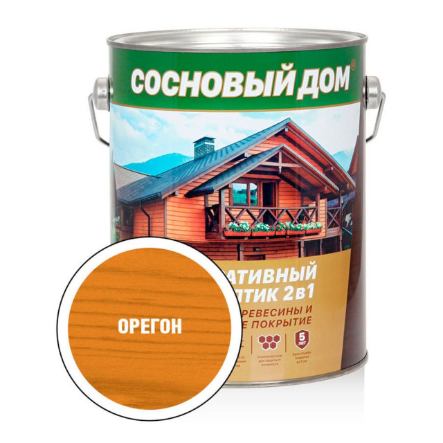 Антисептик декоративный Сосновый Дом 2 в 1 орегон 2.7 л
